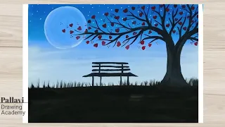 How to draw easy night painting for kids with poster colour | Pallavi Drawing Academy |