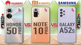 Huawei Honor 50 PRO vs Redmi Note 10 PRO vs Galaxy A52 Full Comparison|Which is Best