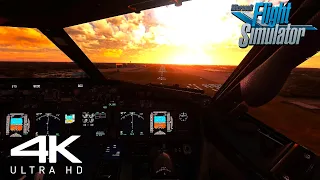 4K |  DHL 737-800 ULTRA RAIN Graphics Sunset Cockpit Landing At Memphis Airport | A MSFS Experience