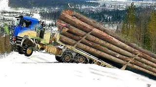 Extreme Dangerous Monster Logging Wood Truck Driving Skill, Fastest Climbing Truck Heavy Equipment