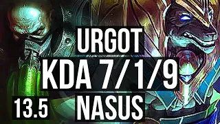 URGOT vs NASUS (TOP) | 7/1/9, 1100+ games, Godlike | KR Master | 13.5