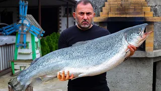 Whole Salmon baked in Salt - Oven Fish Cooking | GEORGY KAVKAZ