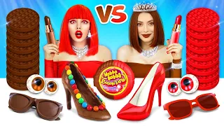 DESAFÍO DE COMIDA REAL VS CHOCOLATE || Diversión comiendo solo dulces 24 horas por RATATA COOL