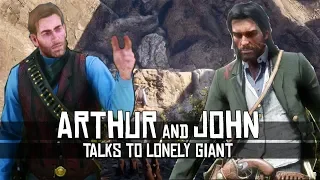 Arthur & John Talks To The Lonely Giant ( Bigfoot ) Hiding Behind A Rock At Separate Times - RDR2