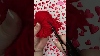 DIY Super Easy Pom Pom HEART with your Fingers and Yarn 💖 Valentine's Day Wool Craft Ideas #Shorts