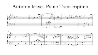 Autumn Leaves - Yohan Kim (Piano transcription)