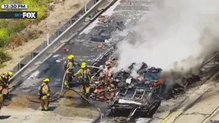 Big rig crash snarls traffic on 5 Freeway