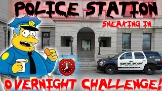 (JAIL) 24 HOUR OVERNIGHT CHALLENGE IN A POLICE STATION! ABANDONED POLICE STATION SUPER CREEPY! ⏰