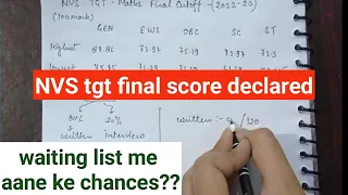 NVS tgt final merit | expected cutoff for waiting list | your score v/s cutoff?? #tgt #nvsresult