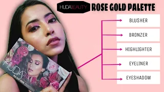 HUDA BEAUTY ROSE GOLD EYESHADOW PALETTE || Five in One palette || *tutorial*
