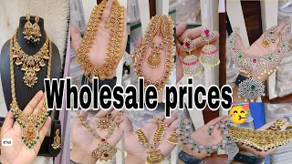 అదిరిపోయే ఆఫర్స్ తో🥳🥳 Onegramgold jewelry in wholesale prices long harams collection's