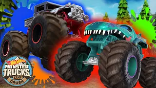 Wild and Messy Paint Challenge at Camp Crush! - Monster Truck Videos for Kids | Hot Wheels