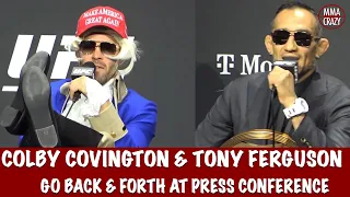 Hilarious Colby Covington & Tony Ferguson back & Forth argument at UFC 296 Presser