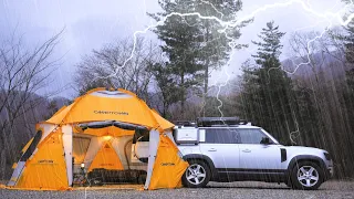 ⭐FIVE-STAR TENT? ☔MAXIMAL Camping In the Winter Rain / Land Rover DEFENDER