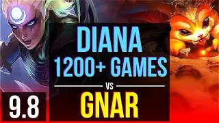 Gain elo as DIANA vs GNAR (TOP) | 1200+ games, KDA 7/2/8 | EUW Challenger | v9.8