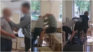 Paviešinta filmuota medžiaga, kaip Šiaulių gimnazijoje moksleivis užpuola mokytoją