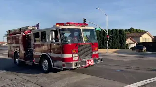 OCFA Engine 65 and Falck ambulance responding with air horn