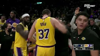 Lakers' Matt Ryan saves the Lakers from choking the game after a clutch 3 to force OT at the death!