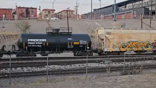 Union Pacific and Amtrak trains in downtown El Paso TX 12/16/23