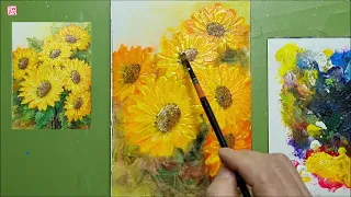 노란꽃 쉽게 그려보기  | 아크릴페인팅 | 유화 | Oil Painting | Acrylic Painting [#609]힐링영상 취미미술