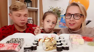 МУКБАНГ РОЛЛЫ 66 шт./MUKBANG ROLLS🍣 Я В ШОКЕ ОТ ЭТОГО😱...1 СЕНТЯБРЯ УРААА