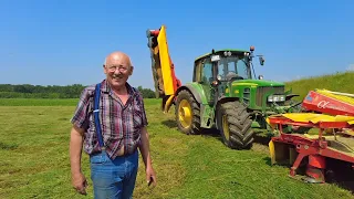 Heuernte mit Bauer Edi-Biebesheim am 10.6.21-Es wird gemäht