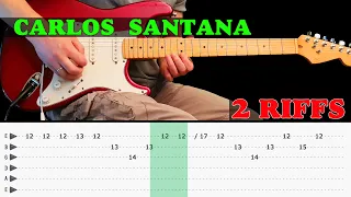 Easy guitar riff lesson - CARLOS SANTANA - 1. Well all right 2. Maria Maria (with tabs)
