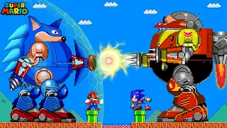 Mario vs Sonic - Death Egg Robot Battle Royal in Super Mario Bros | Game Animation