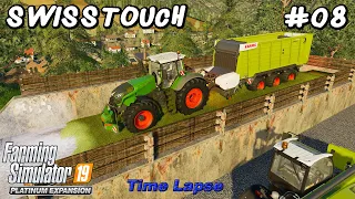 Making grass silage and doing contract work | Swisstouch #08 | FS19 TimeLapse | 4K