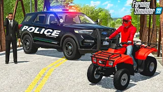 POLICE CHASE *STOLEN ATV* (NEW COP CARS) | FARMING SIMULATOR 22