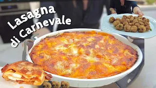 CALABRIAN LASAGNA with TYPICAL CARNIVAL meatballs handmade pasta
