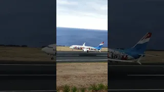 737-800 Luxair(Esch2022 livery) landing at Madeira airport