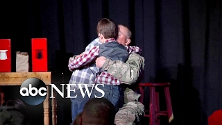 SOLDIER RETURN: Magic show Reunites Boy with Dad