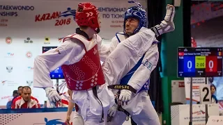 Yunus Sari (TUR) vs Maksim Khramtcov (RUS). European Taekwondo Championships Kazan-2018