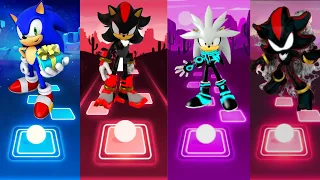 Sonic vs Shadow vs Silver Sonic vs Shadow Exe - Tiles Hop EDM Rush!!