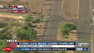 Power poles down on Boulder Highway