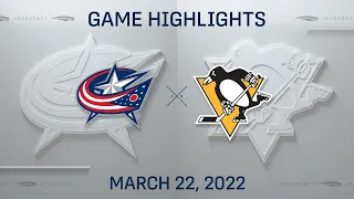 NHL Highlights | Blue Jackets vs. Penguins - Mar. 22, 2022