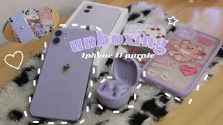 Purple iPhone 11 unboxing + accessories ☁️💜