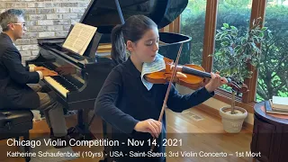 Chicago Violin Competition 2021 - Katherine Schaufenbuel (10yrs) - USA - Saint-Saens 3rd Violin