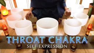 Throat Chakra Sound Bath | 385Hz | Crystal Singing Bowl Meditation | Expression Meditation | Mindful