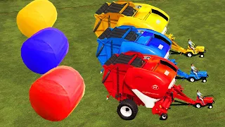 LAND OF GIANTS! EXTRA BIG BALER vs MINI TRACTORS! COLORFUL HOBBY FARM! |Farming Simulator 19