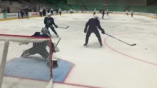 #SeaKraken goalie Philipp Grubauer morning skate drills, Game-2, Dallas