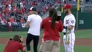 Katie Ledecky Throws First Pitch at Nationals Game