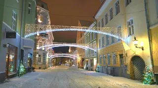 Estonia Tallinn Old Town Vene Street in Winter Night [4K]