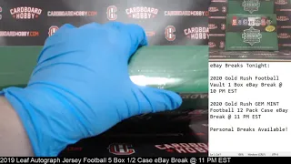 2019 Leaf Autograph Jersey Football 5 Box 1/2 Case Break eBay 3/19/2020