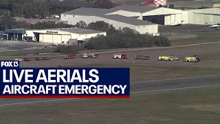 LIVE AERIALS: Aircraft emergency flying into St. Pete-Clearwater International Airport