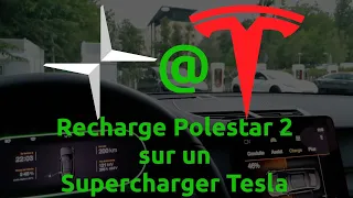 Recharge d'une Polestar 2 à un Tesla Supercharger