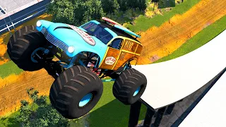 Monster Truck Monster Jam Jumps and Crashes - BeamNG DRIVE