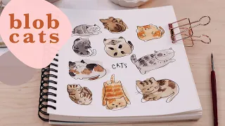BLOB CATS! Watercolor Ideas | 50 Ways to Fill a Sketchbook