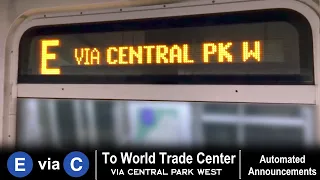 ᴴᴰ R160 E train via A and C lines to World Trade Center - Automated announcements. From 207 Street.